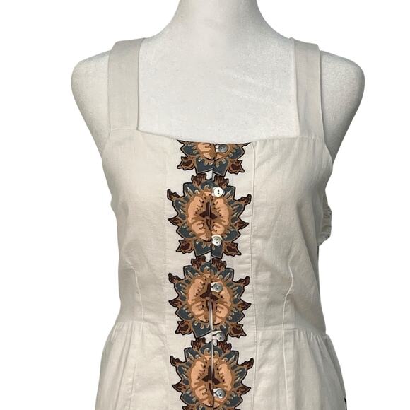 Cleobella Jolene Veneto Paisley Ivory Ankle Midi Linen Dress Boho Indie Cottage - Picture 3 of 16